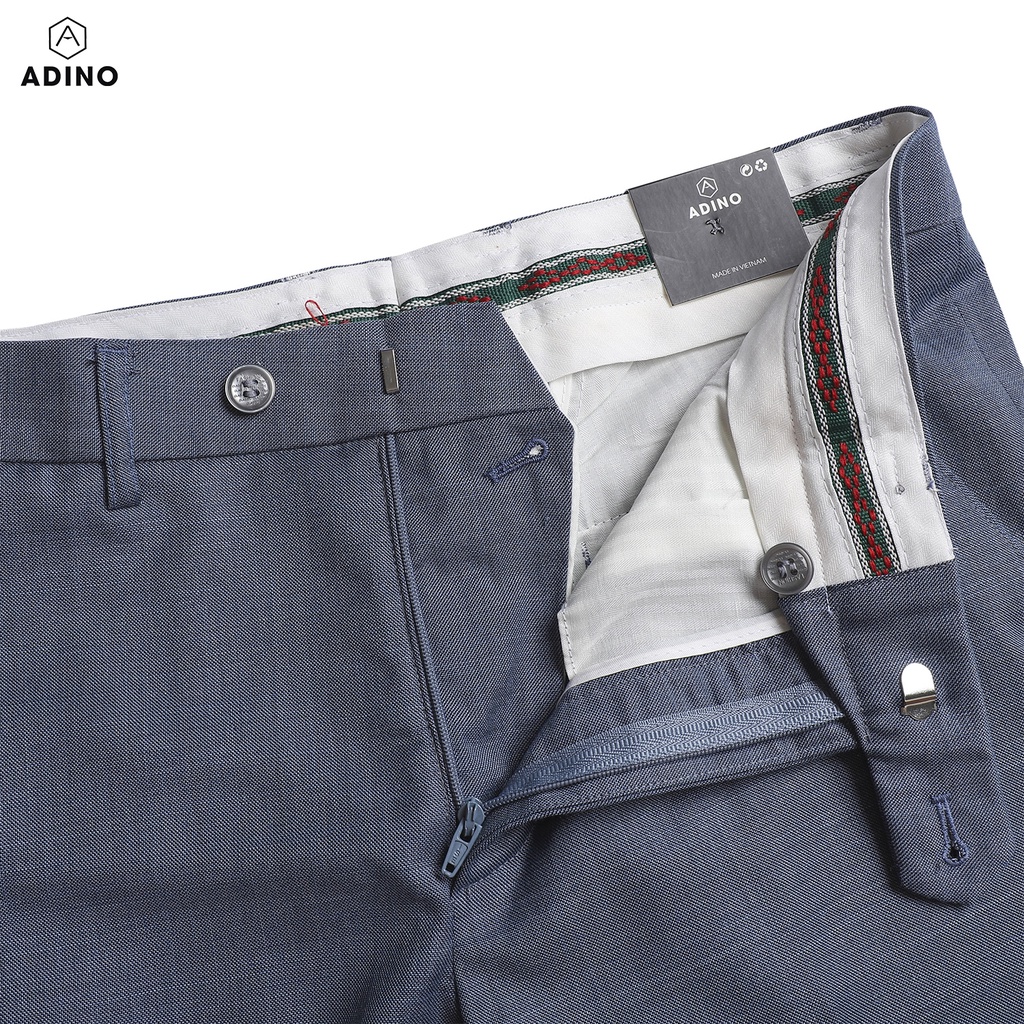 Quần tây nam hàn quốc màu xanh ghi ADINO vải cotton không bai không xù dáng slimfit công sở ống đứng hơi côn QA83