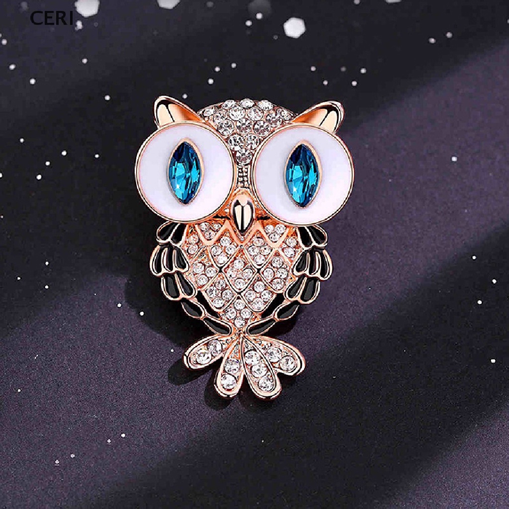 CE Fashion Delicate Owl Brooches Korean Alloy Rhinestone Animal Brooch Pins Jewelry RI