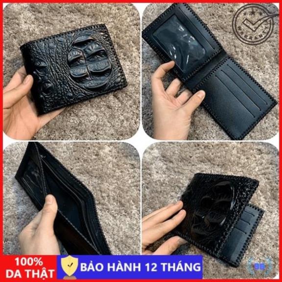 Ví nam da bò thật cao cấp, ví da nam dập vân cá sấu dáng ngang, bóp đựng tiền nhiều ngăn tiện lợi VDNCS002 !