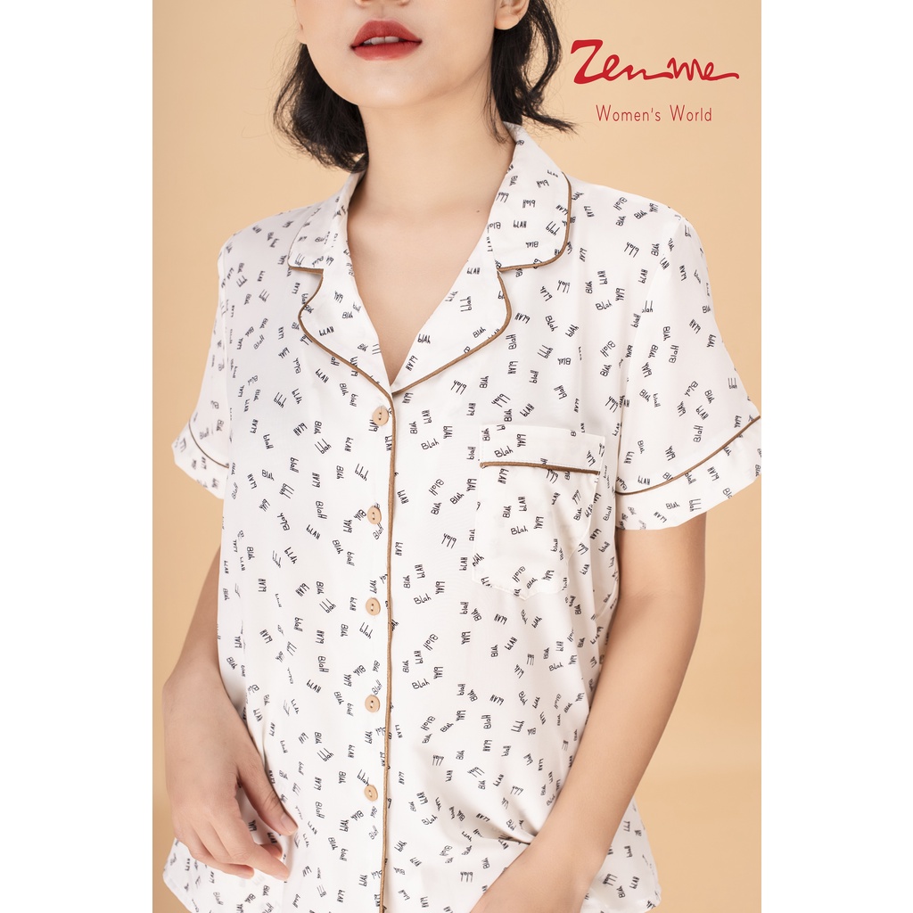 Đồ bộ pijama nữ Zen Me bộ mặc nhà tay cộc quần dài chất liệu Lụa giấy Luxury cao cấp - họa tiết trẻ trung hiện đại | BigBuy360 - bigbuy360.vn