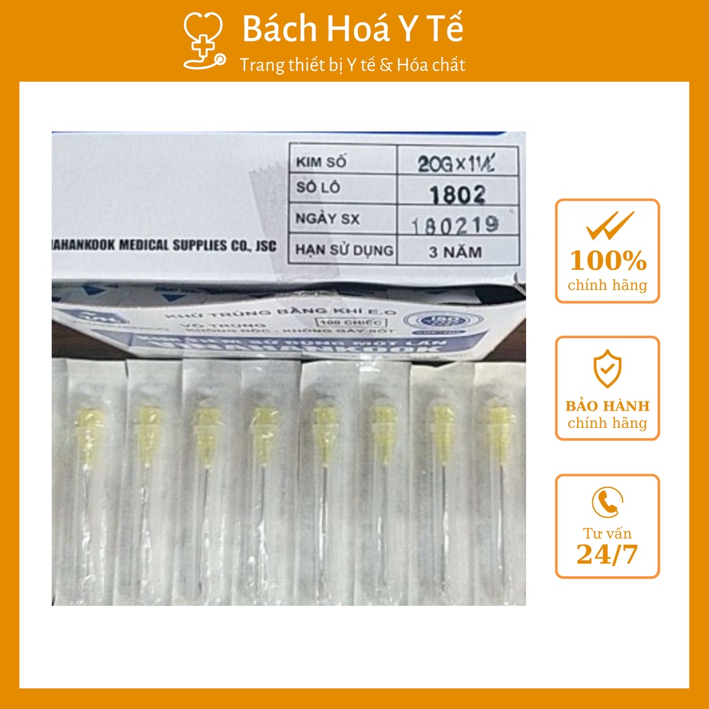 Đầu bơm tiêm Vinahankook số 18G, 20G, 23G, 25G, an toàn, tiện lợi.