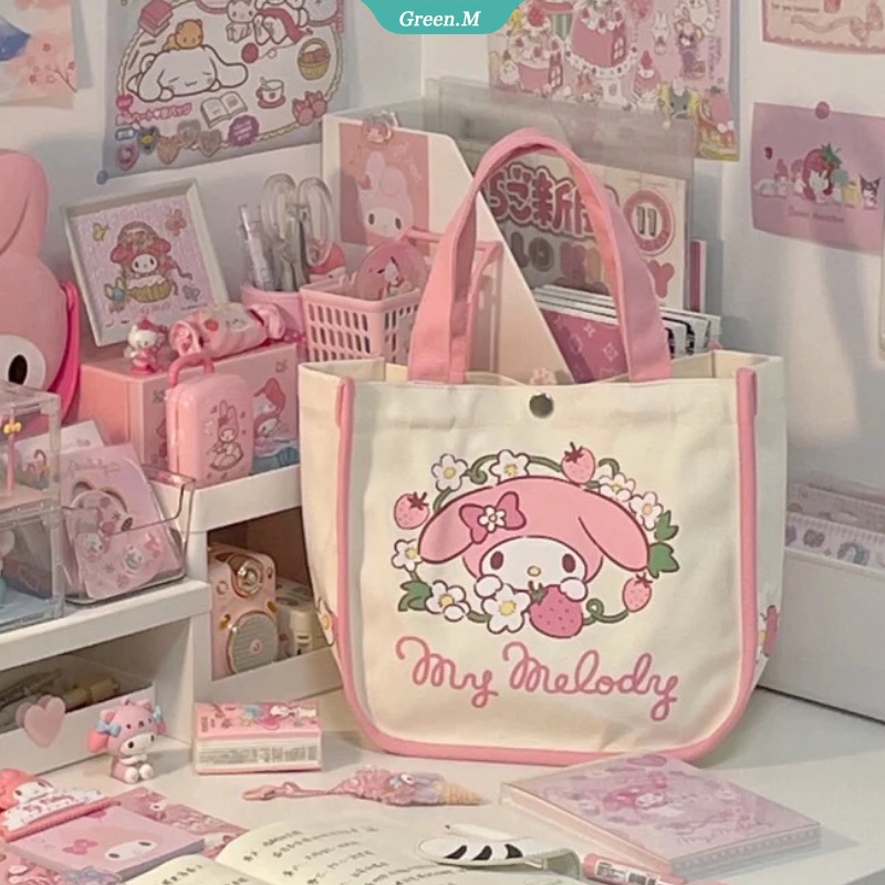 Sanrio My Melody Túi Xách Đeo Vai Canvas Họa Tiết Hoạt Hình Dễ Thương Thời Trang Cho Nữ