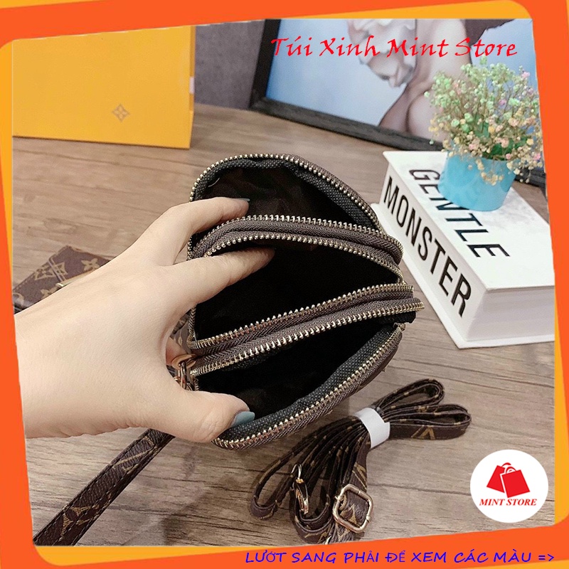 Túi đeo chéo nữ đựng điện thoại nhiều ngăn da mềm cá tính - Túi xinh mint store PK 340