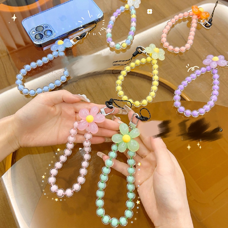 Móc treo chìa khóa móc treo điện thoại hạt xinh xắn nhiều màu sắc