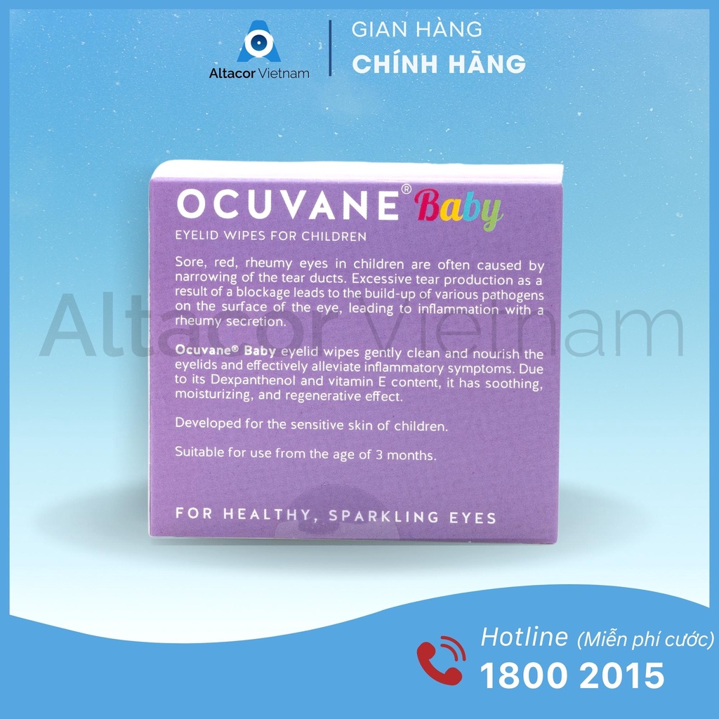 - GẠC LAU BỜ MI OCUVANE® BABY TRẺ TỪ 3 THÁNG TUỔI HUNGARY 24 MIẾNG