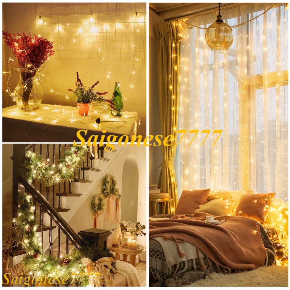 Đèn Led Xài Điện Dây 8 Mét 50 Bóng Đèn Đom Đóm Fairy Light Không Chớp Trang Trí Decor Phòng Ngủ Tiệc Lễ,Tết,Tết Noel