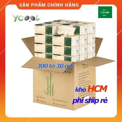 Thùng 30 gói Giấy ăn gấu trúc YCOOL, khăn giấy Ycool , chất bột tre mềm siêu dai gói [260 tờ] hàng nội địa trung quốc