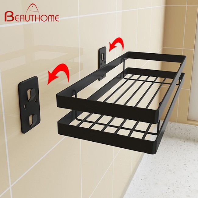 Giá Để Gia Vị Đen Dán Tường Gạch Men - Kệ Để Gia Vị Nhà Bếp Không Cần Khoan Vít | BigBuy360 - bigbuy360.vn