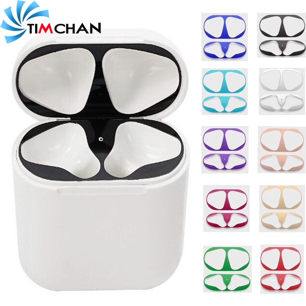 Miếng dán nắp hộp sạc tai nghe Airpods 2 chống bụi bằng kim loại