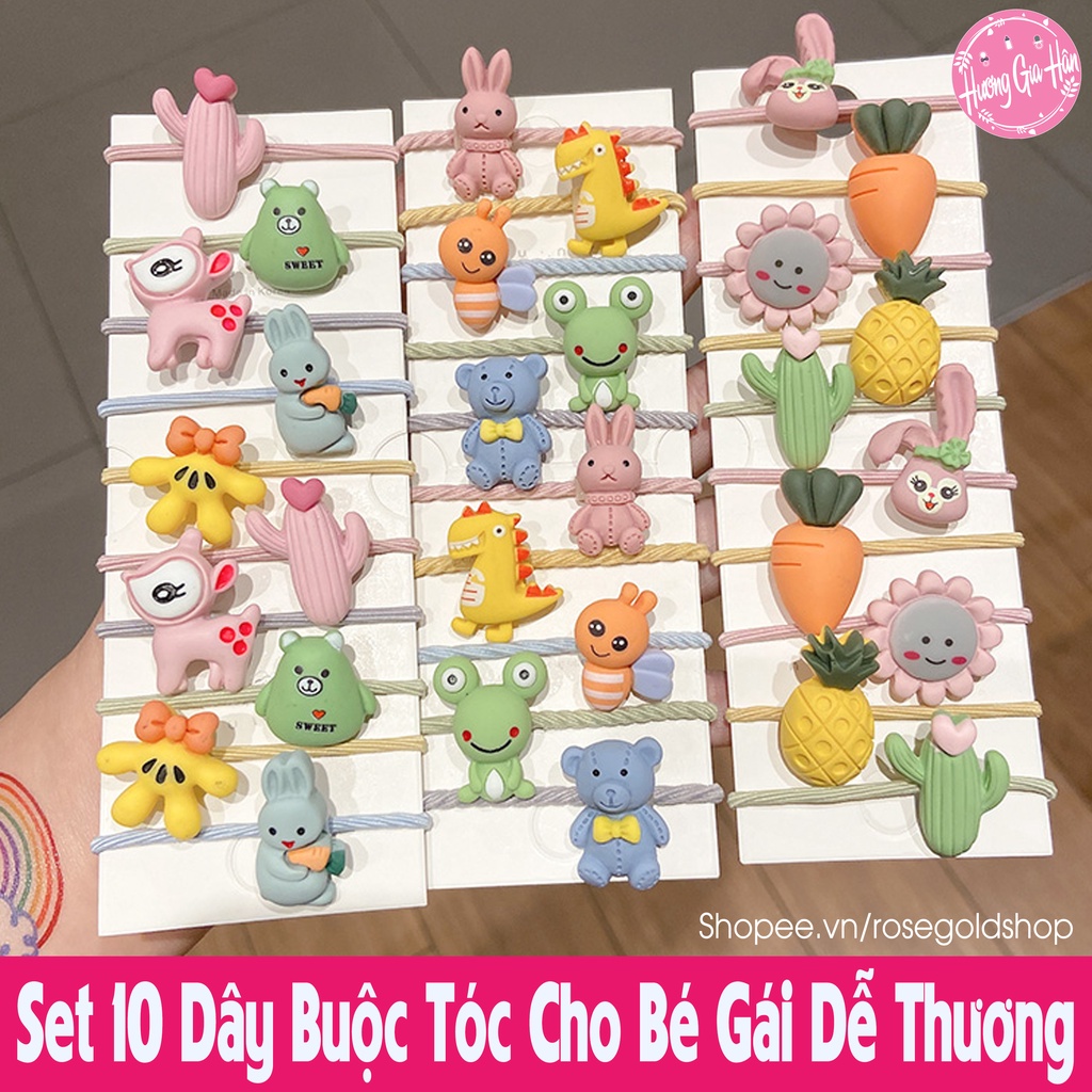 Set 10 Dây Buộc Tóc Cho Bé Gái Hoạt Hình Dễ Thương