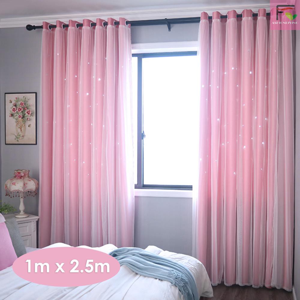 Rèm Cửa Sổ Chất Liệu Polyester Kích Thước 100x200cm Họa Tiết Ngôi Sao Xinh Xắn