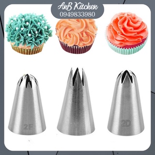 Bộ 3 đui (đuôi) bắt kem thông dụng 1M 2D 2F Làm Bánh Sinh Nhật Bông Lan Cupcake Bánh Quy Cookie