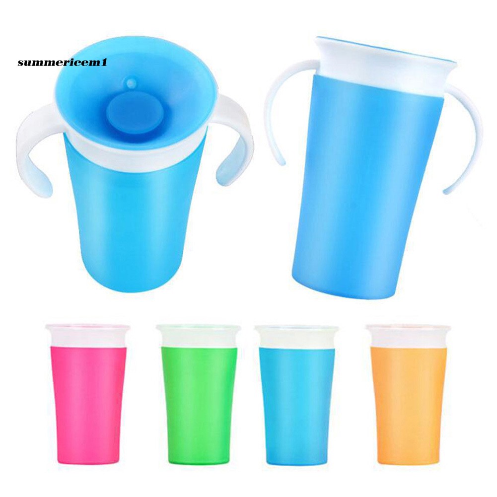 【PENT】260ml 360 Rotary Baby Learning Drinking Cup Leakproof Feeding Bottle with Handle