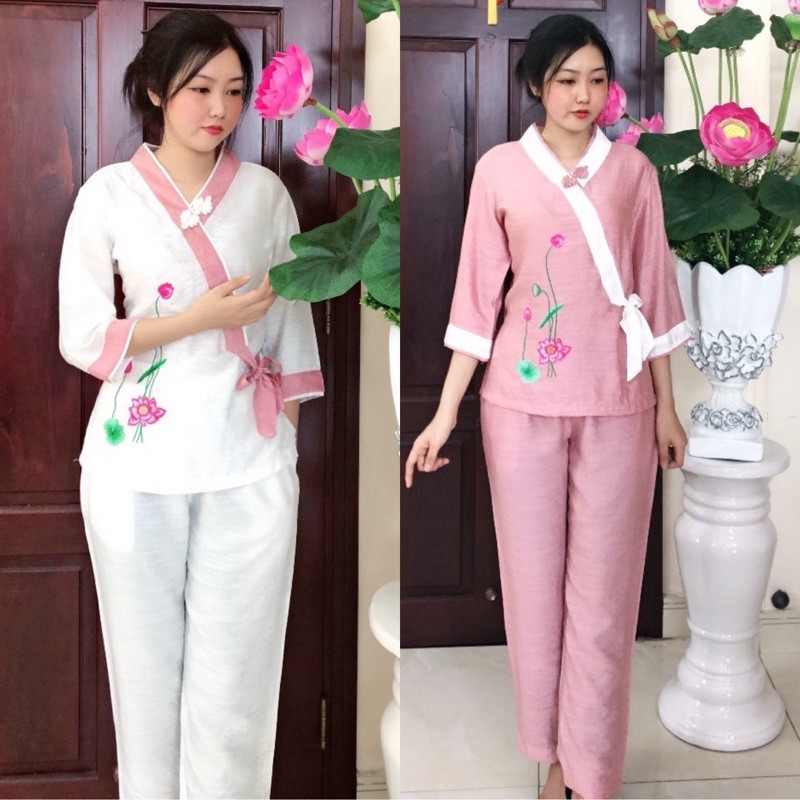 Đồ Lam Đi Chùa # Nhật Nơ 1Nút Vải LiNen # Đồ Bộ Nữ #Quần Áo