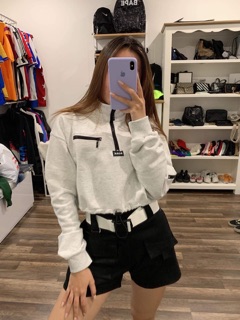 Áo Zip Crop Sweater