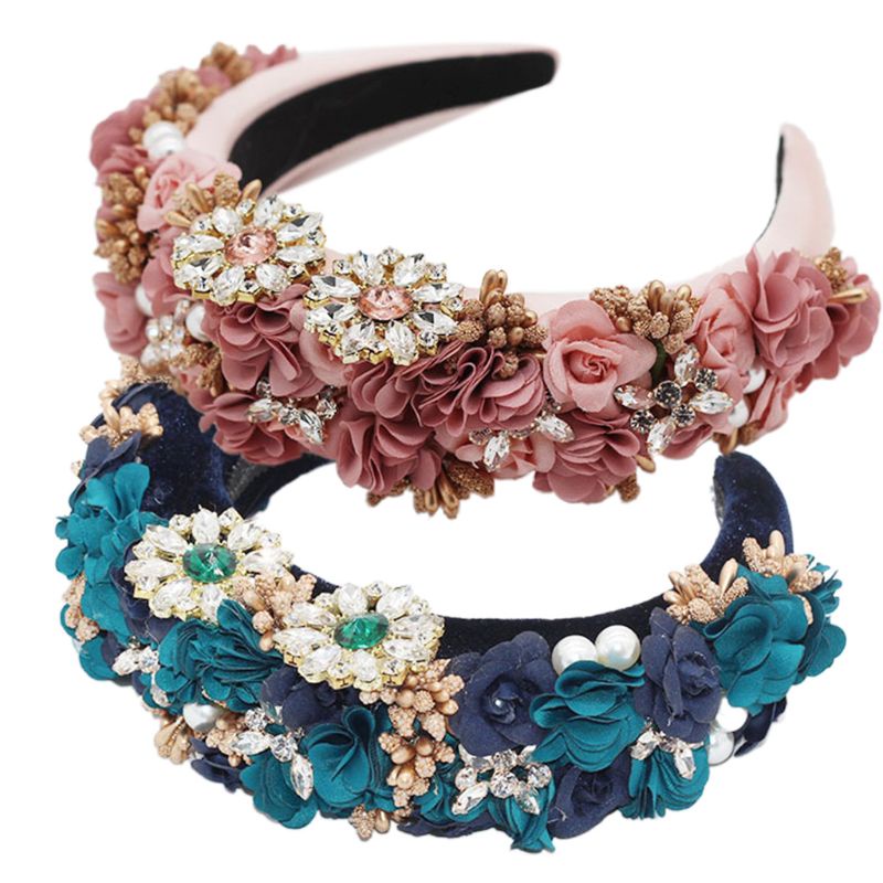 Flgo Băng Đô Cài Tóc Bằng Xốp Đính Đá Hình Hoa Nhiều Màu Ngọt Ngào Phong Cách Baroque