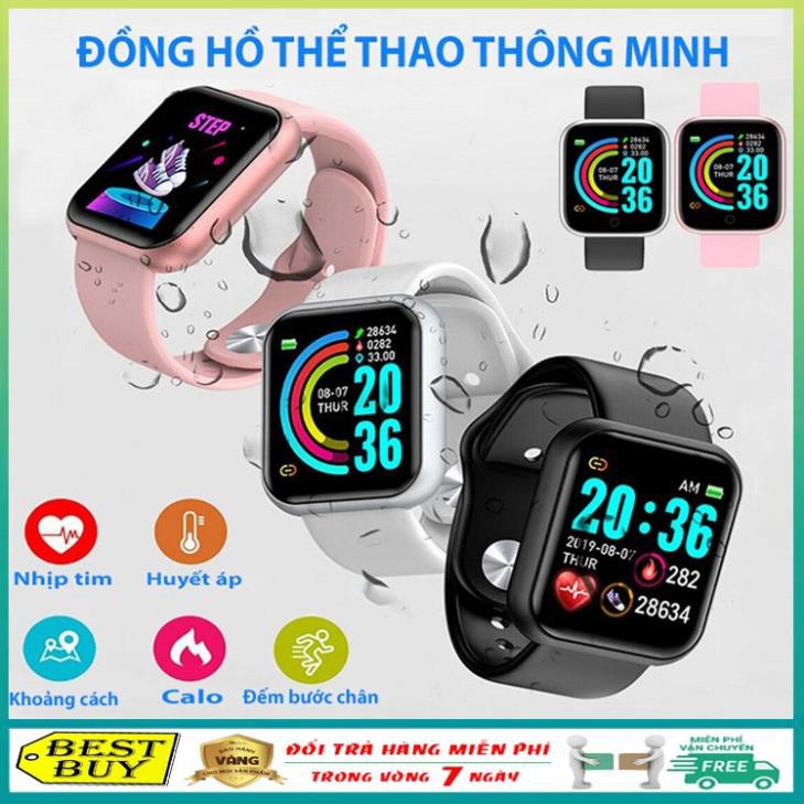 Đồng hồ thông minh Y68 chống nước theo dõi sức khỏe, đo nhịp tim, đếm bước chân