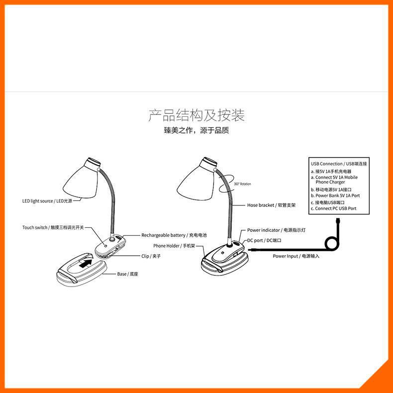 Đèn LED tích điện thông minh chống cận để bàn đa chức năng Remax - E500 - Toplink