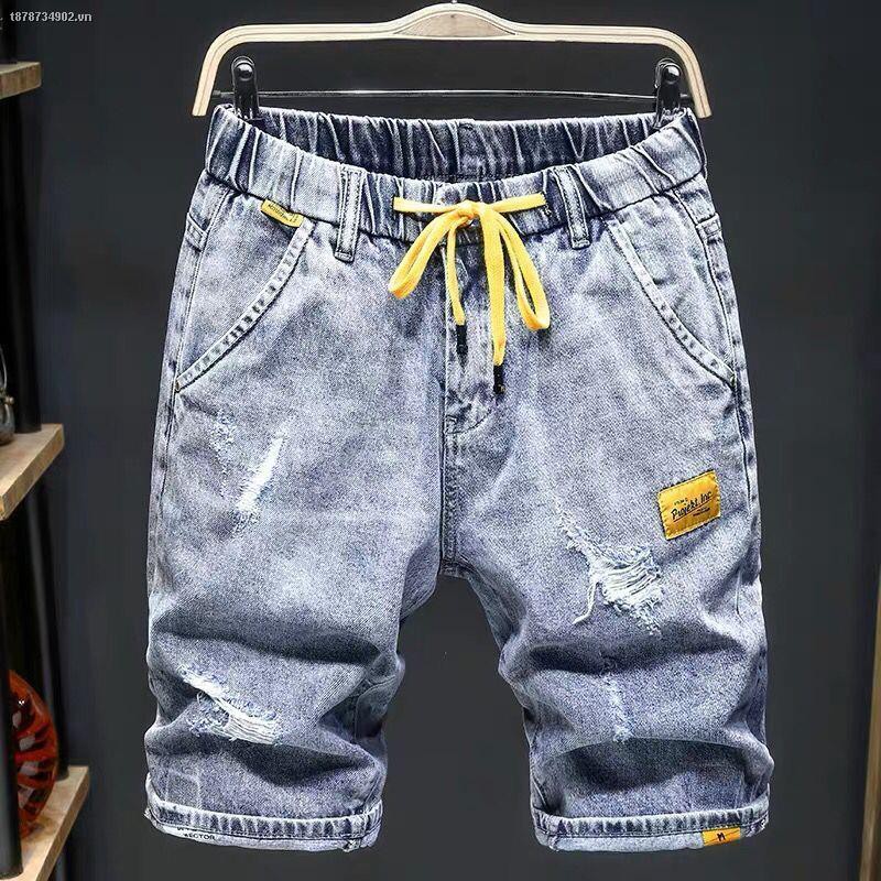 Quần Short Denim Lưng Thun Thời Trang Mùa Hè Dành Cho Nam