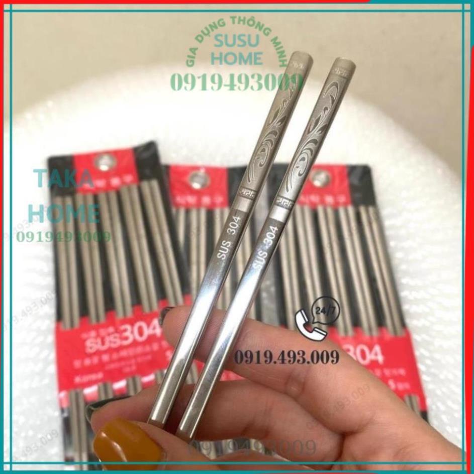 Đũa inox 304 hàn quốc chống trơn trượt cao cấp (bộ 5 và 10 đôi) , ĐỒ GIA DỤNG CAO CẤP