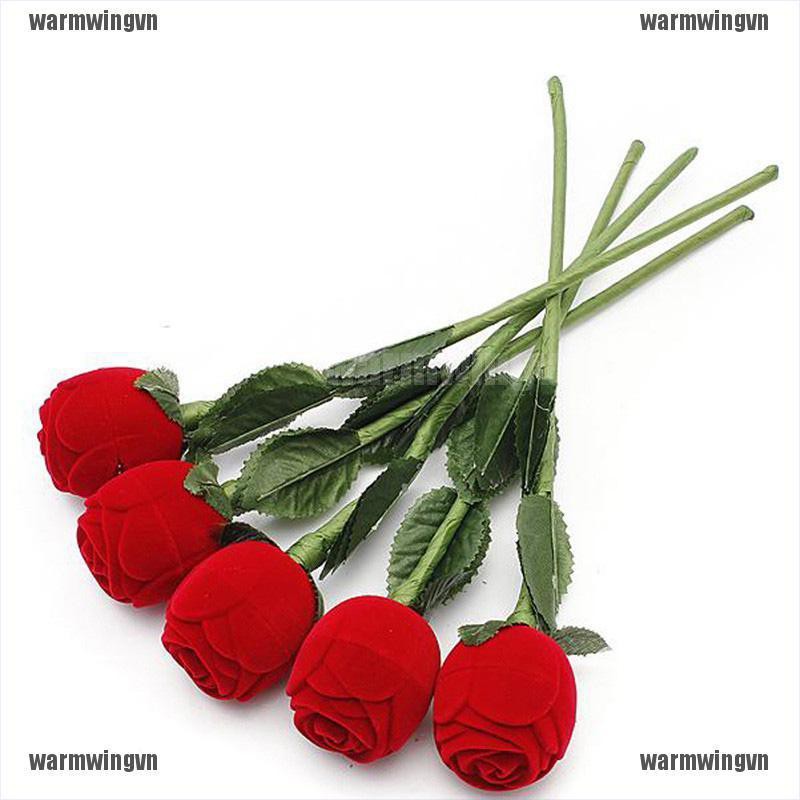 Hộp Đựng Nhẫn Đính Hôn Hình Hoa Hồng Đỏ Lãng Mạn Thời Trang