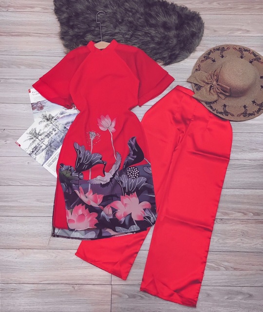 SET ÁO DÀI TAY BÈO QUẦN ỐNG RỘNG