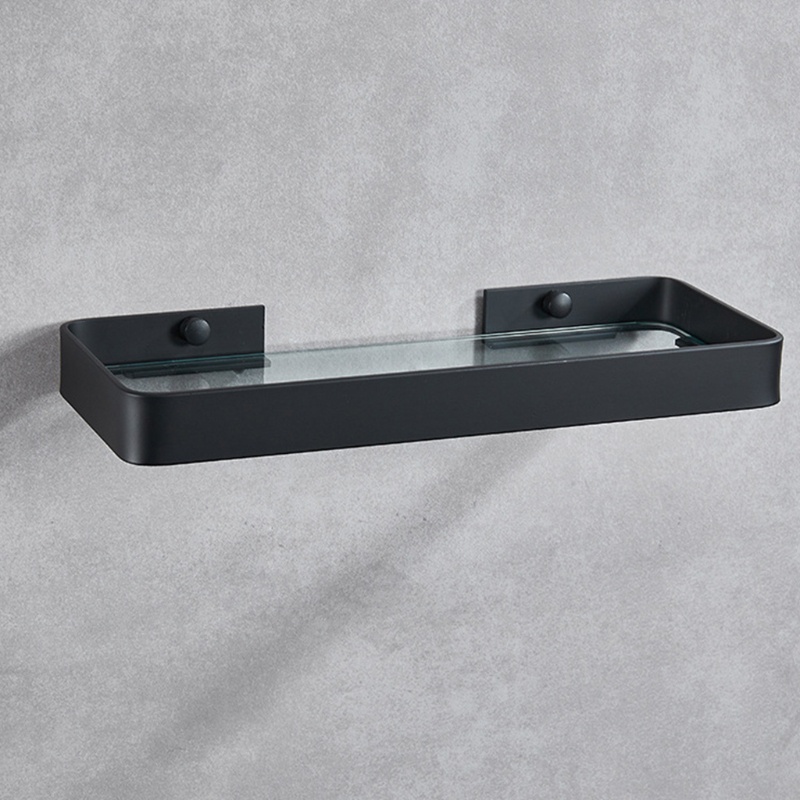 Kệ Kính Cường Lực Khung Nhôm Hình Chữ Nhật Tự Dính Gắn Tường Nhà Tắm