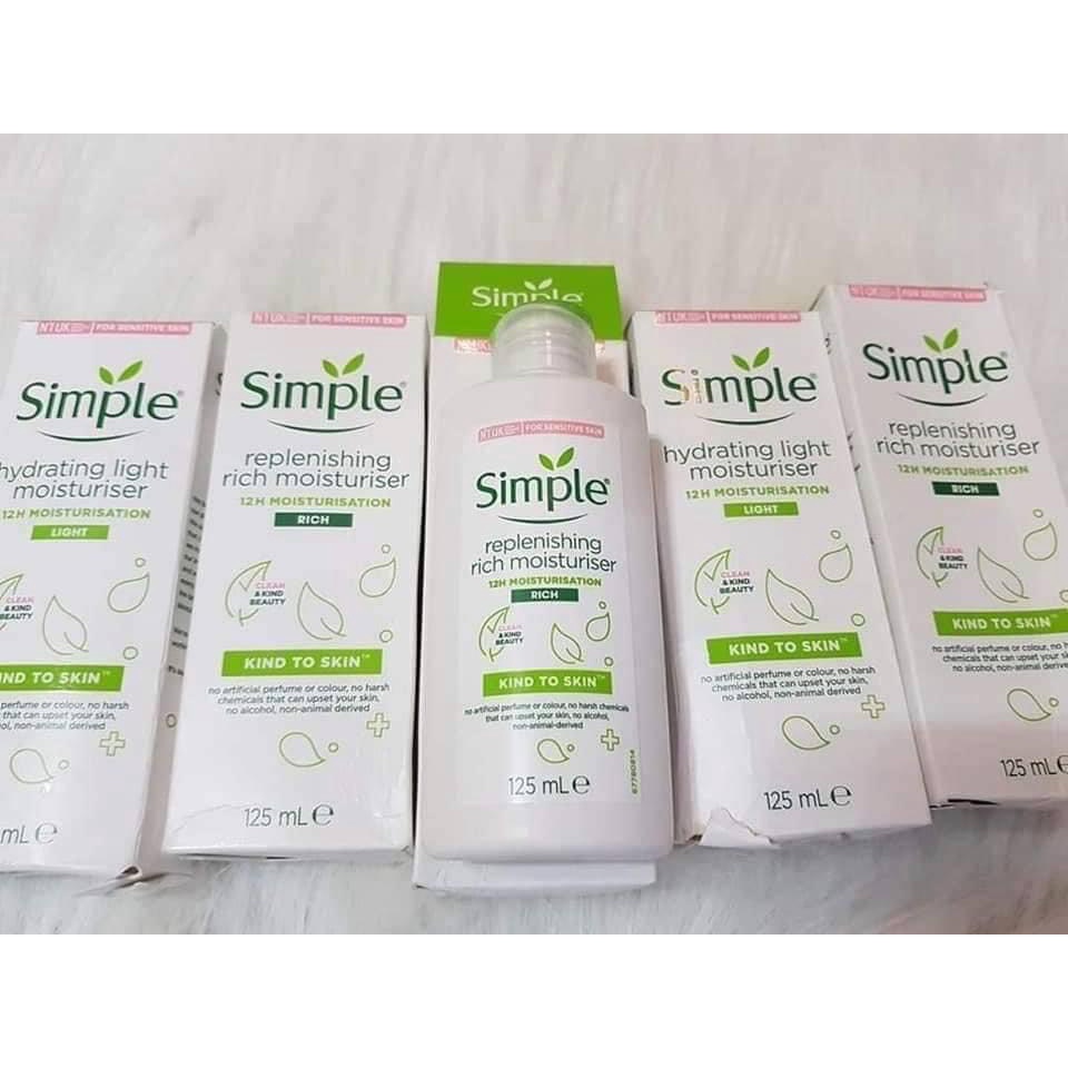 Kem Dưỡng Ẩm Da Simple Kind To Skin Hydrating Light Moisturiser 125ml  GentsOfficialStore
