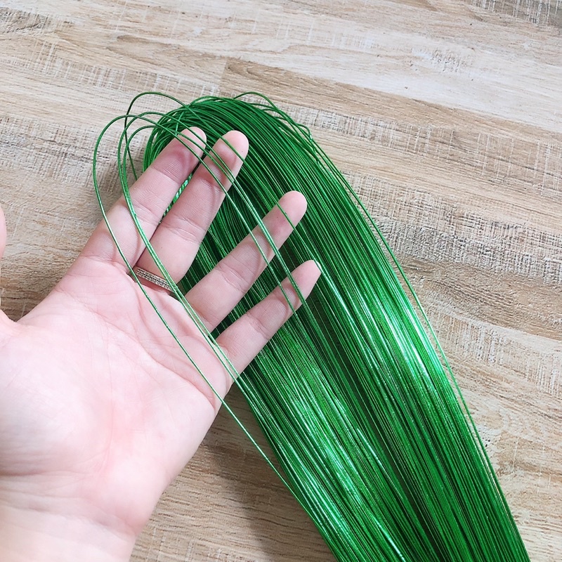 Kẽm làm cành lá hoa len handmade xanh lá, dễ uốn nắn