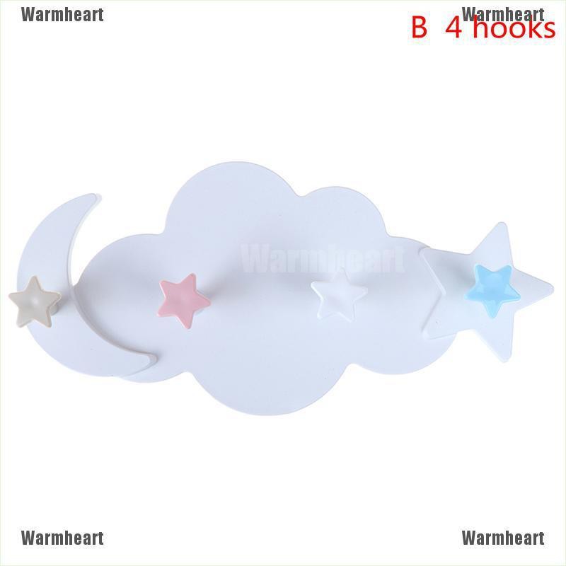 Warmheart Creative Star Moon Cloud Shape Nail-free Hat Clothes Hooks Shelf Hanging Hanger