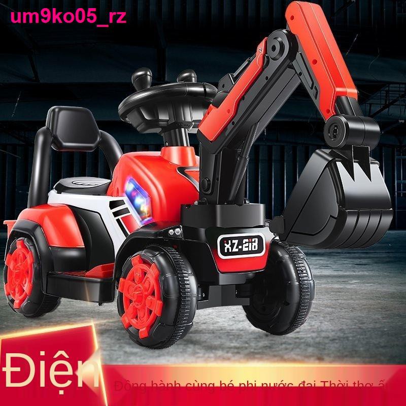 Ô tô đồ chơi trẻ em> Máy xúc lớn móc đất cậu bé bốn bánh đa chức năng xe đồ chơi kỹ thuật điện có thể cưỡi lên n