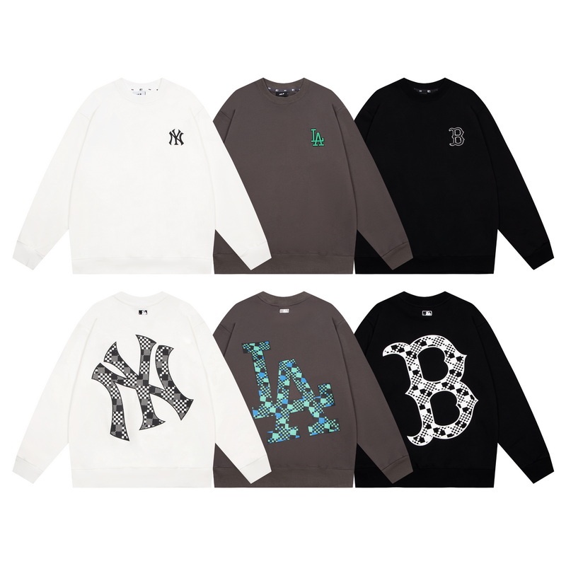 Áo Khoác Cotton Chui Đầu Tay Dài Thêu Chữ MLB Cổ Điển Thời Trang Cho Cặp Đôi Size S-XXL