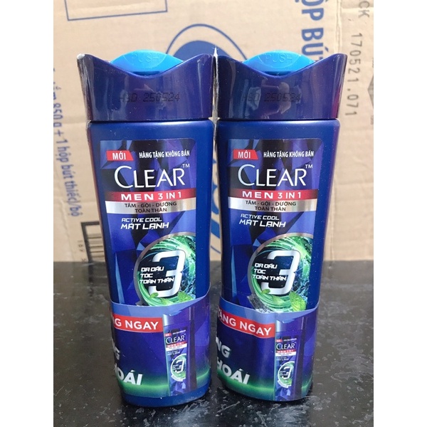 Dầu tắm gội Clear Men 3 in 1 Tắm + Gội + Dưỡng mát lạnh bạc hà 140g ( hàng khuyến mãi) | BigBuy360 - bigbuy360.vn