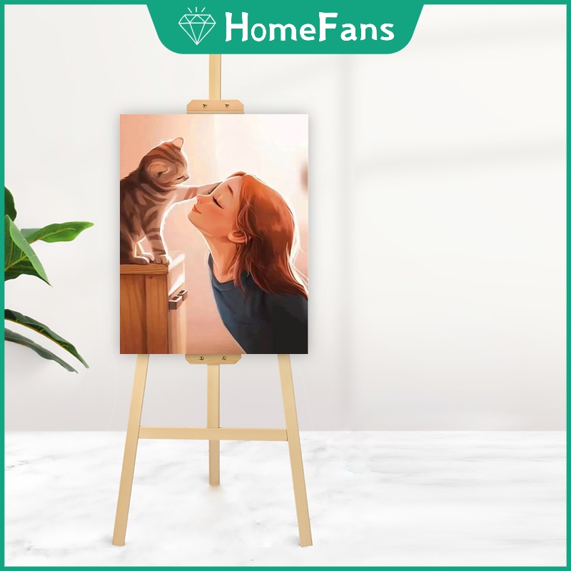 Bộ Tranh Đính Đá 5D DIY Hình Cô Gái Và Mèo Con Hoạt Hình Dễ Thương Kích Thước 30x40cm / 40x50cm Dùng Để Trang Trí Nhà Cửa