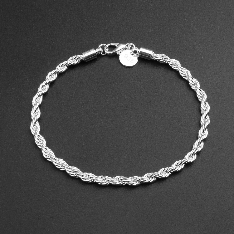 Vòng Tay Mạ Bạc Dạng Xoắn 4MM