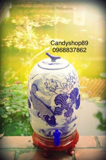Bình đựng nước men lam cổ 6,5L