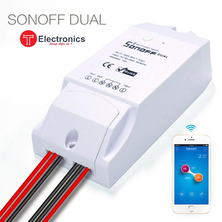 Công tắc thông minh 2 kênh Sonoff Dual điều khiển từ xa qua WIFI, 3G, 4G