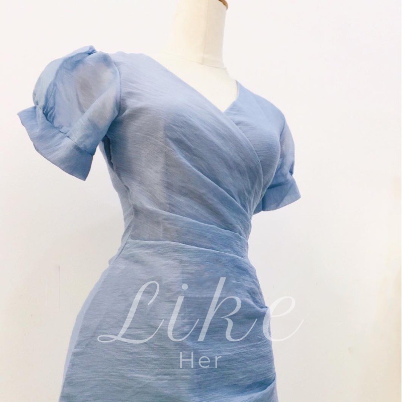 LIKEHER - ĐẦM DỰ TIỆC CỔ CHÉO EO ĐÍNH NGỌC D22