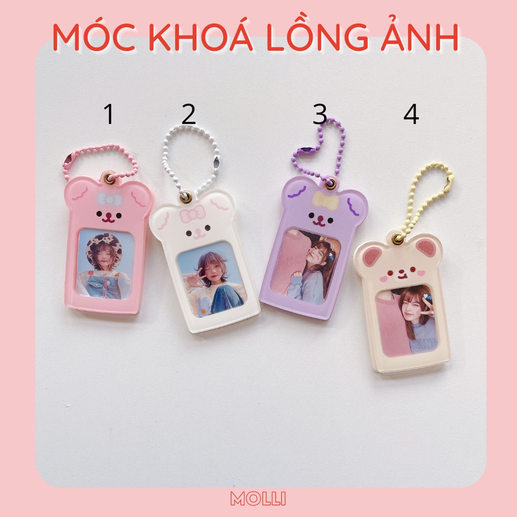 [Chat trước nếu đặt ảnh] Móc khoá gấu lồng ảnh in theo yêu cầu Molli