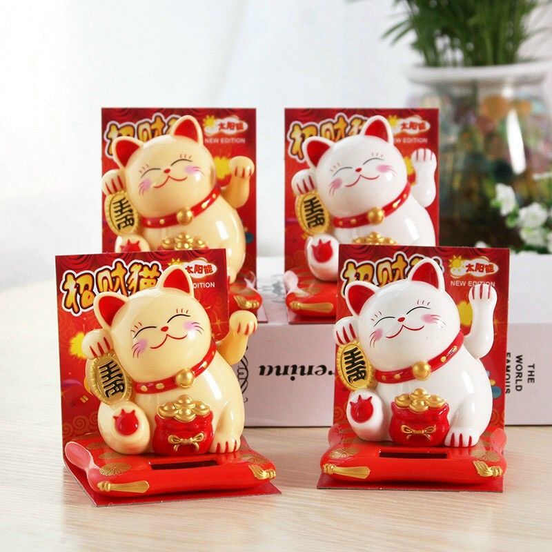 Mèo thần tài để bàn vẫy tay đón tài lộc VĨNH CỬU KHÔNG TỐN PIN SIZE LỚN 10 Cm