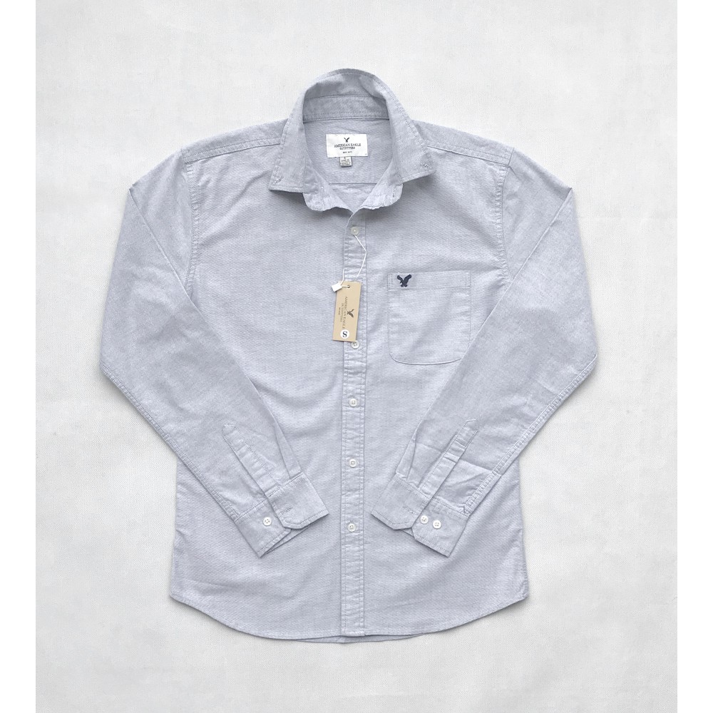 Áo sơ mi nam tay dài American Eagle cao cấp nàu xám nhạt vải oxford dày mịn xuất khẩu Hoa Kì