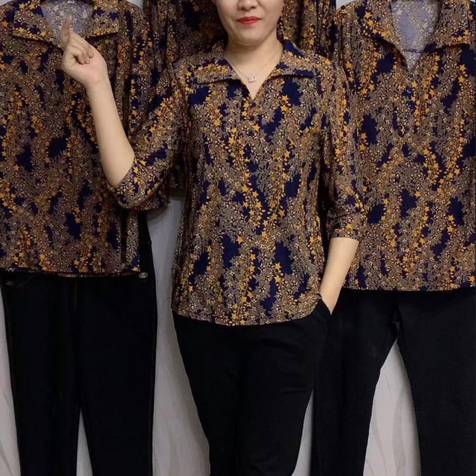 Áo Thun Tay Dài Thời Trang Xuân Thu Cho Phụ Nữ Trung Niên 40-60 Tuổi