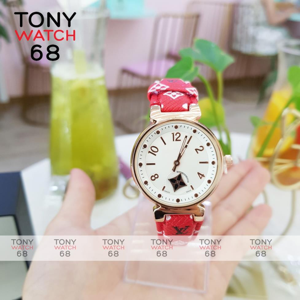 Đồng hồ nữ Louis dây da kim rốn độc đáo họa tiết logo chống nước chính hãng Tony Watch 68