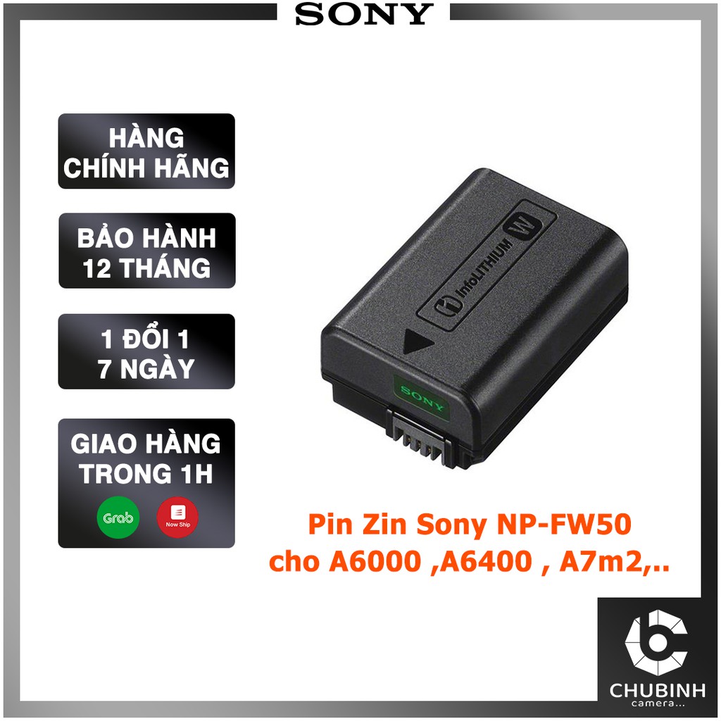 Pin Sony NP-FW50 (dung cho A5100, A6000, A6300, A6500, A7, A7M2, A7R2, A7S,..) | Chính Hãng | Bảo Hành tại Sony