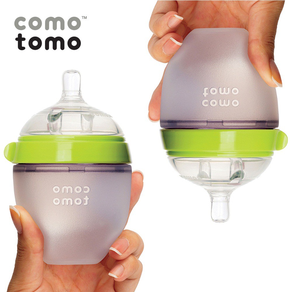 (tặng tay cầm) Bình sữa Como Silicon siêu mềm 150ml chính hãng