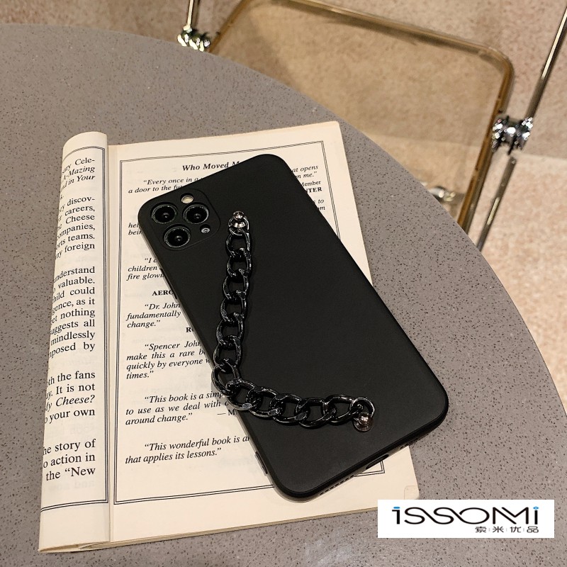 Ốp Điện Thoại Màu Đen Phối Dây Xích Cá Tính Cho Iphone7 12 11pro Max Apple X Xs Xr Mini | BigBuy360 - bigbuy360.vn