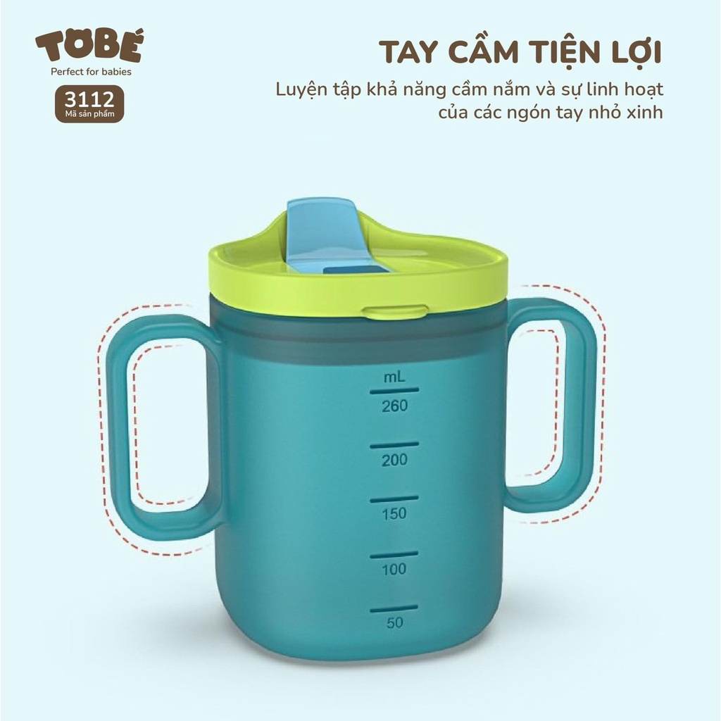 [CHÍNH HÃNG] Cốc tập uống 2 giai đoạn Tobe chống sặc và bảo vệ răng nướu cho bé