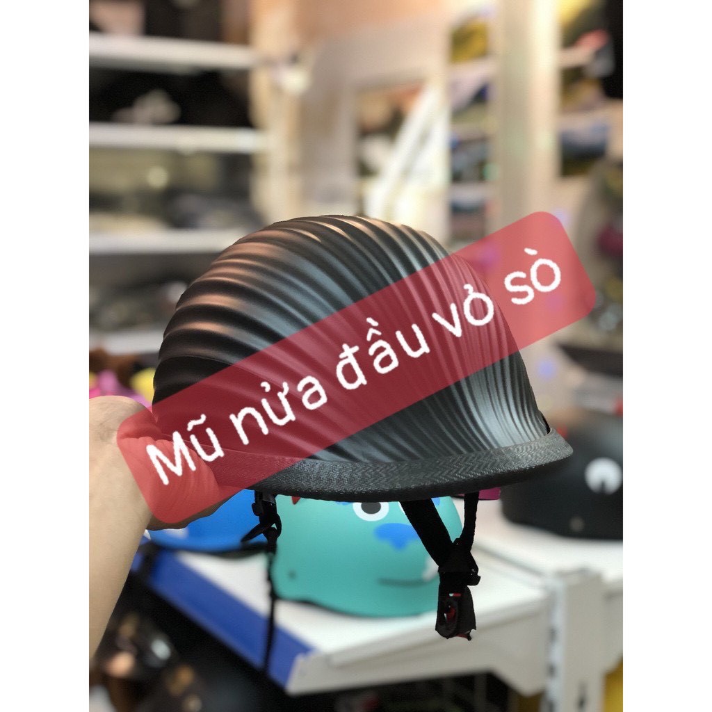 Mũ Bảo Hiểm Vỏ Sò Đen Nhám Cao Cấp !