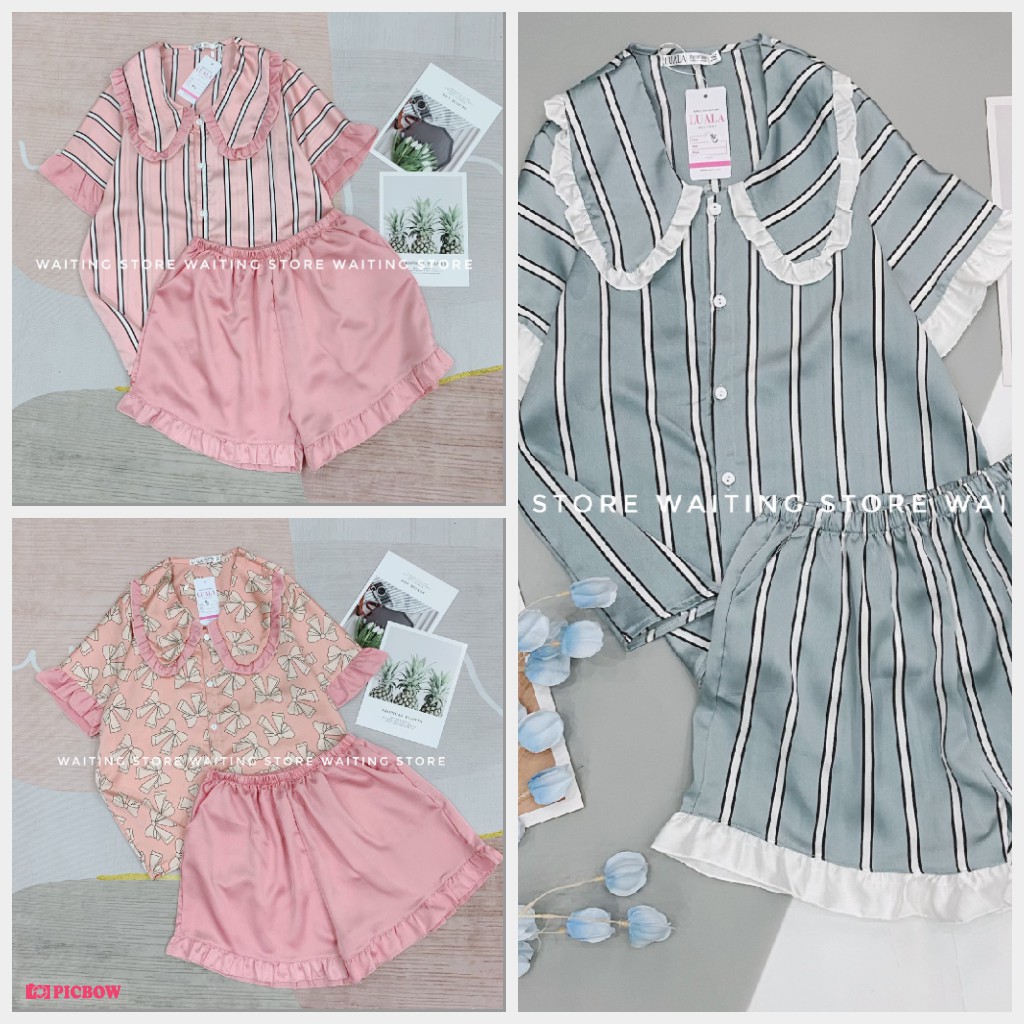 Pijama- Bộ Ngủ Nữ đồ mặc nhà chất vải lụa mềm cao cấp dáng áo cộc quần cộc CCLP02