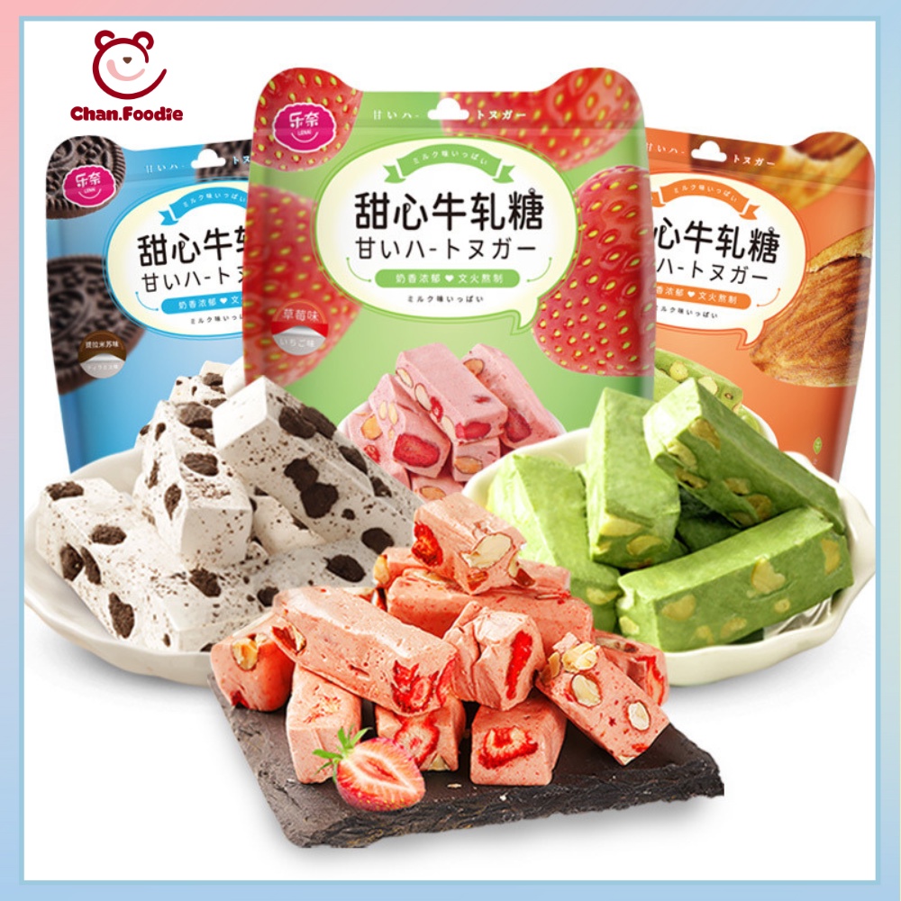Kẹo Nougat Lenai - Kẹo hạnh phúc - Kẹo sữa mix hạt dinh dưỡng - Gói 80 gram